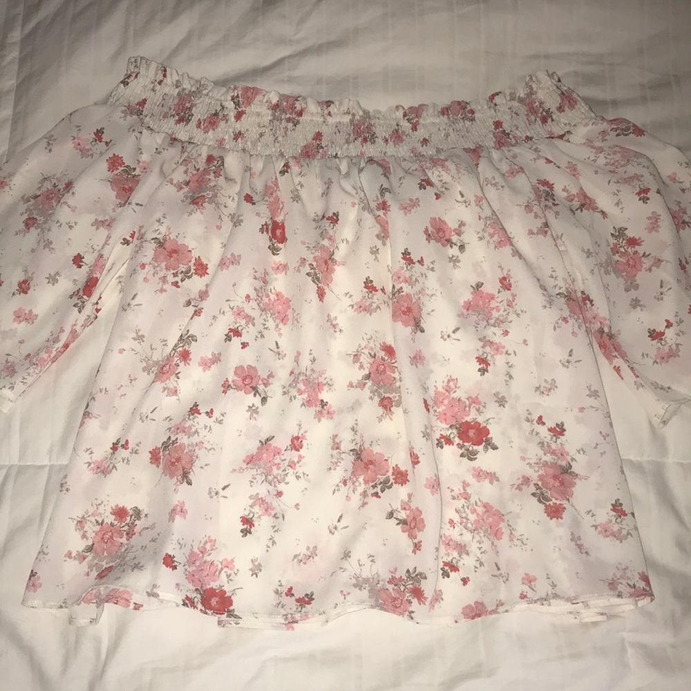 F21 flowery off the shoulder top